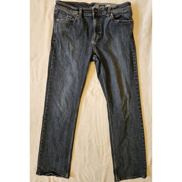 Volcom Kinkade Jeans Mens 34 Blue Regular Straight Leg Denim - Picture 1 of 14